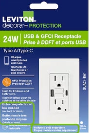 15 AMP GFCI WITH USB/FAST CHARGER