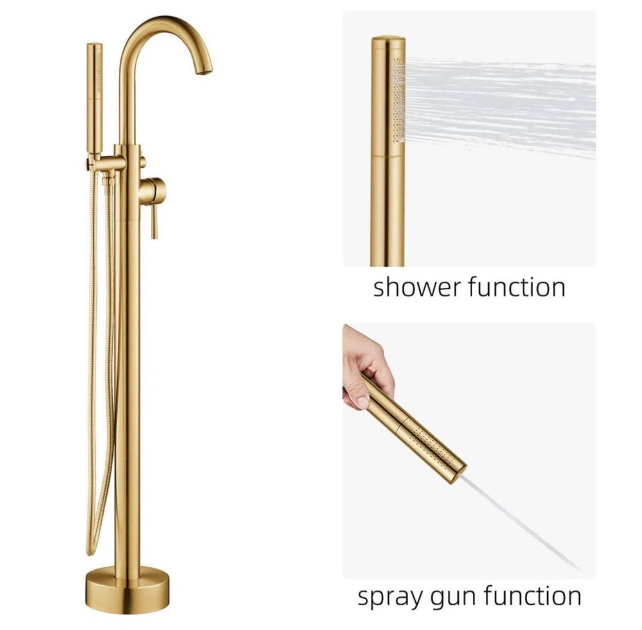 Woodbridge Freestanding Bath Faucet with Hand shower 43.88”- Gold