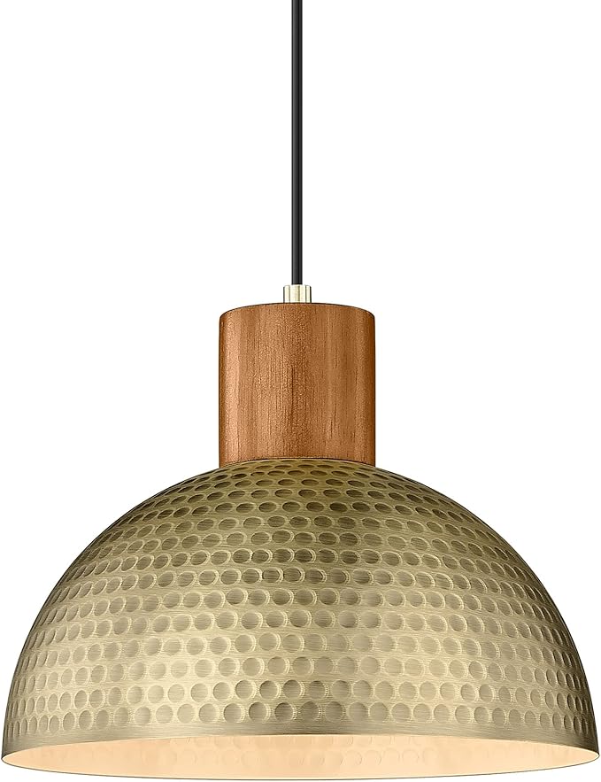 Hammered Brass Light Fixtures with wood