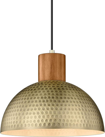 Hammered Brass Light Fixtures with wood