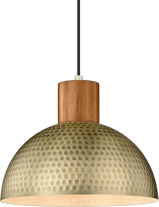 Hammered Brass Light Fixtures with wood